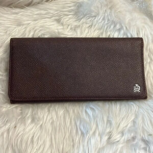 Dunhill large Burgundy/Wine colored leather long bifold wallet Unisex